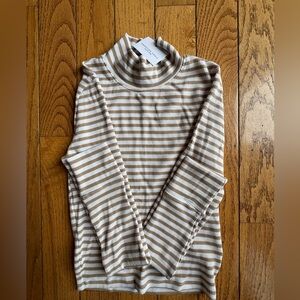 American Eagle Outfitters Beige and White Striped Knit Top